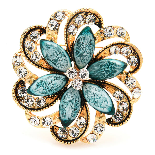 Rhinestone Round Flower Brooch For Women New All Match Flower Party Casual Brooch