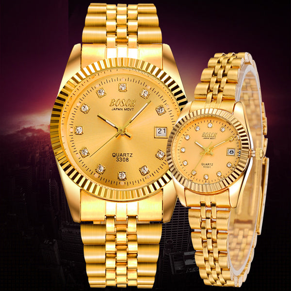Fashion Couples Wristwatches Gold luxury  Women Dress Watch