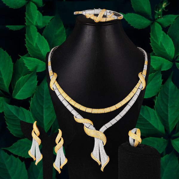 Bow Ribbon 4Pcs African Jewelry Sets for Women Wedding