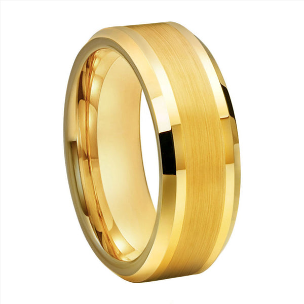 Alianza de boda de carburo de tungsteno dorado para hombre y mujer