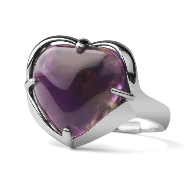 Anillo de cristal con forma de corazón para mujer, color plata, piedra natural, ajustable.