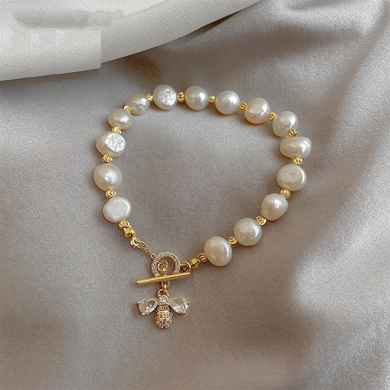 Baroque Natural Pearl String Bracelet For Woman