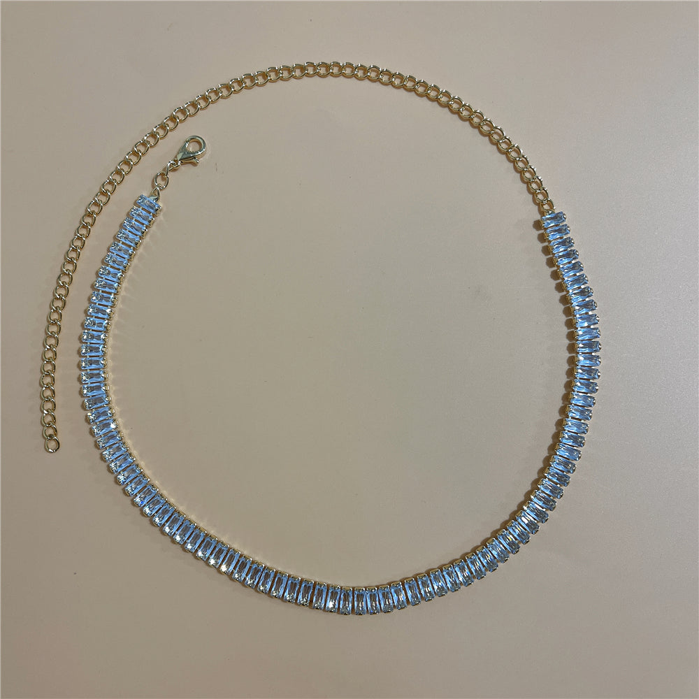 Zircon Rhinestone Stud Earrings and Necklace Jewelry Set