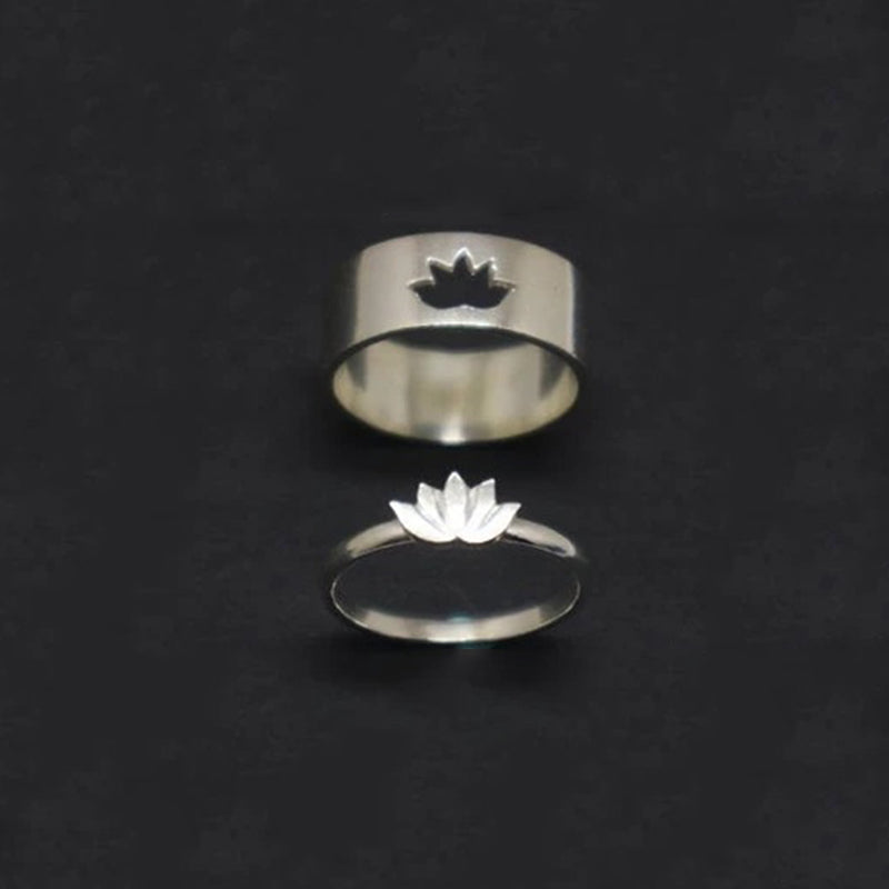 Om Pyramid King and Queen Crown Matching Rings
