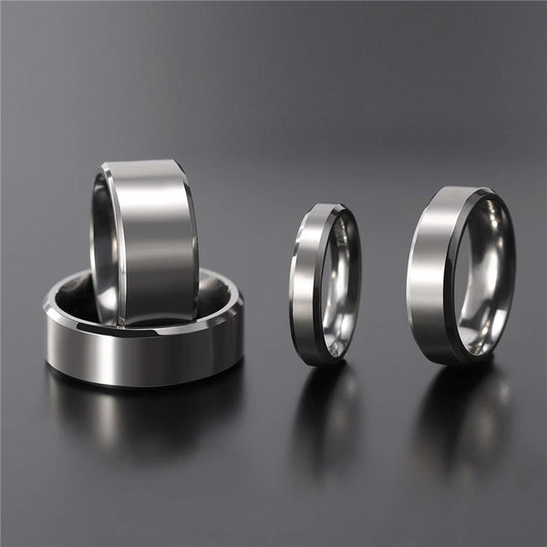 Anillo de titanio cepillado para hombre, color plata, para boda y compromiso