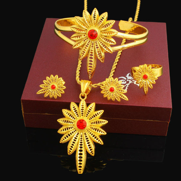 Gold Color Women Girls Ethiopian/Eritrean/African/Arabic Jewelry Set