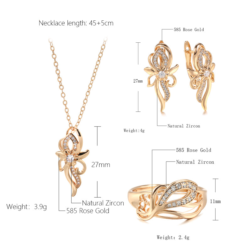 Luxury 4Pcs Gray Crystal Flower Bridal Wedding Jewelry Sets