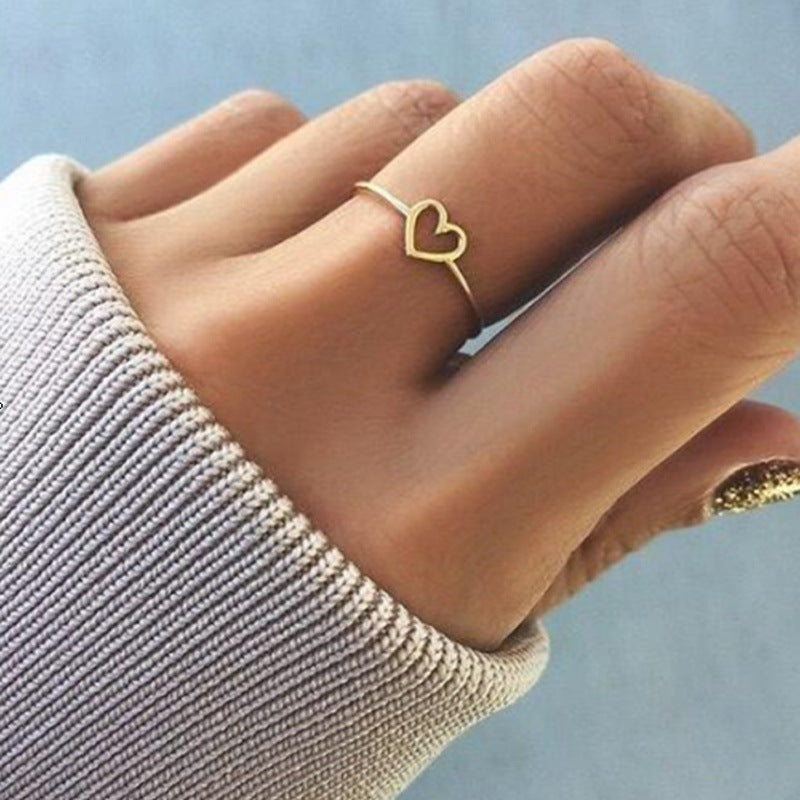 New Fashion High Quality Gold/Silver Color Heart Shaped Wedding Ring for Woman
