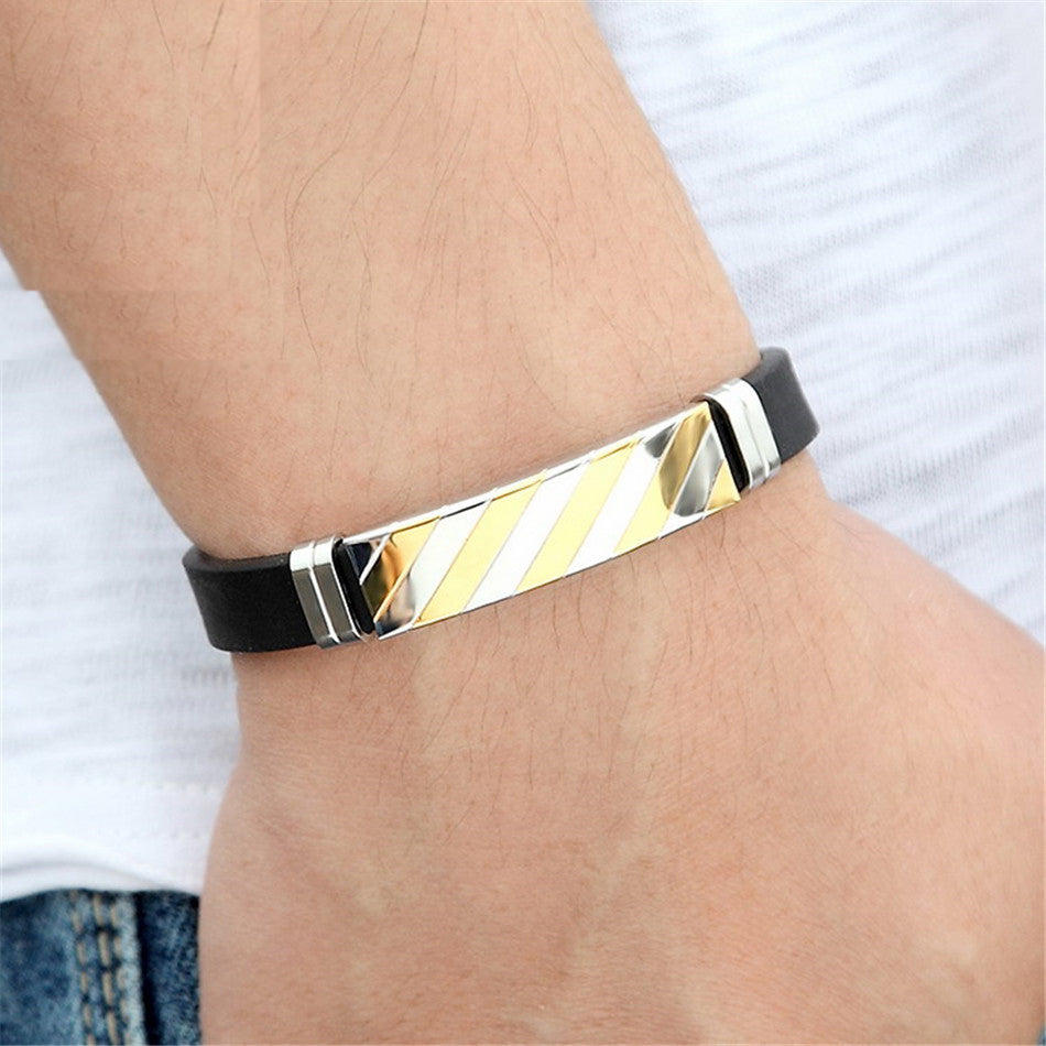 Hot Sale Geometric Stripe Cuff Silicone Bracelet
