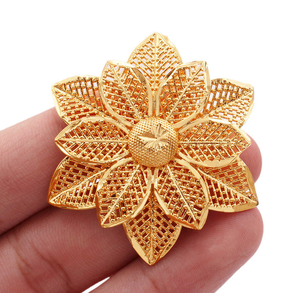 Anillo ajustable para fiesta nupcial chapado en oro de 24 quilates para niña