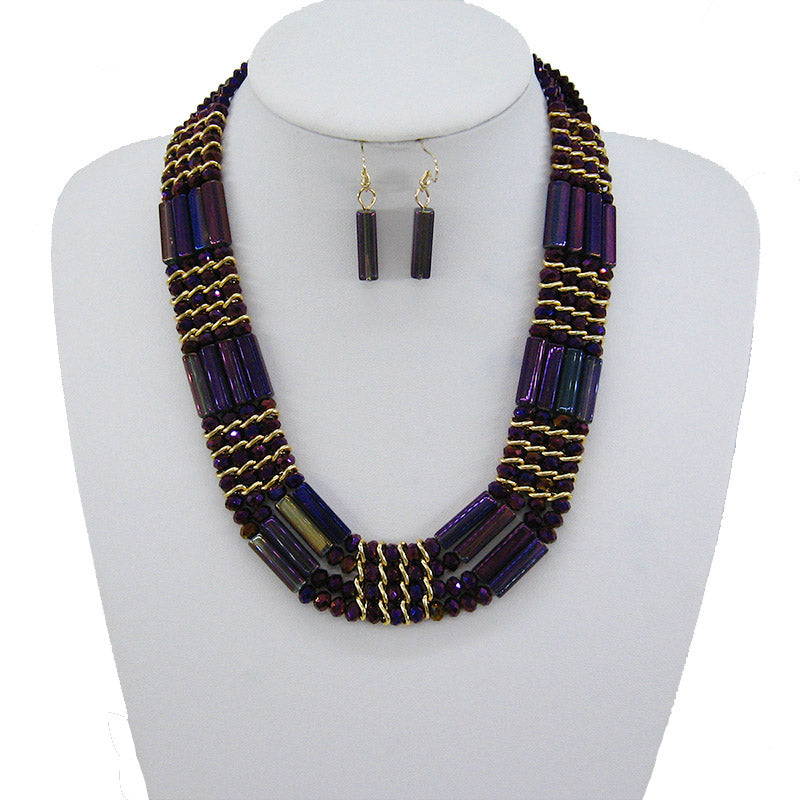 fashion Vintage  multi storey chain necklace crystal bead Handmade jewelry sets
