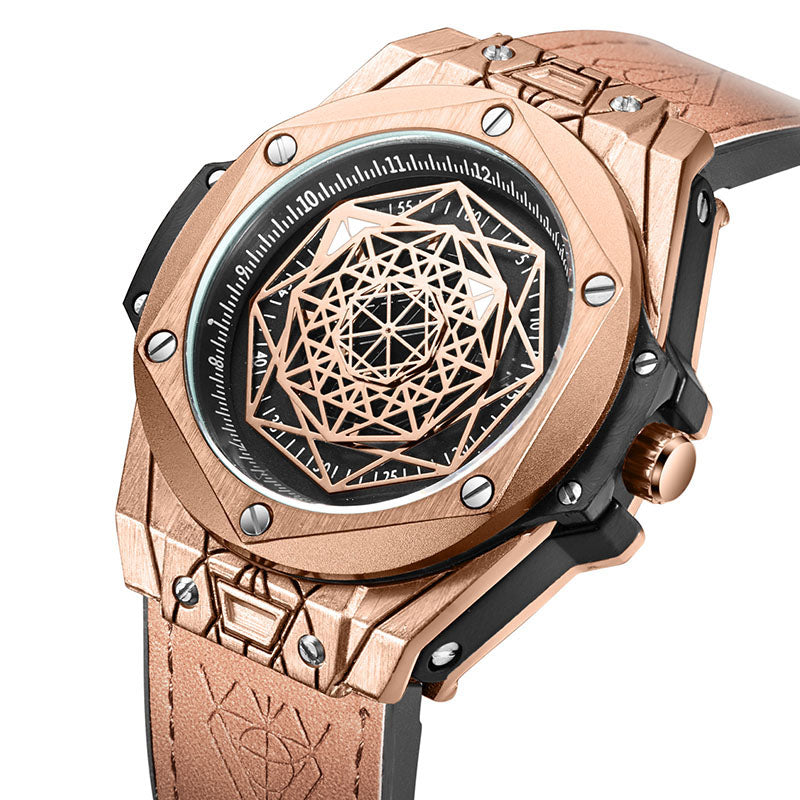 Luxury fashion unique sport new leather quartz watch