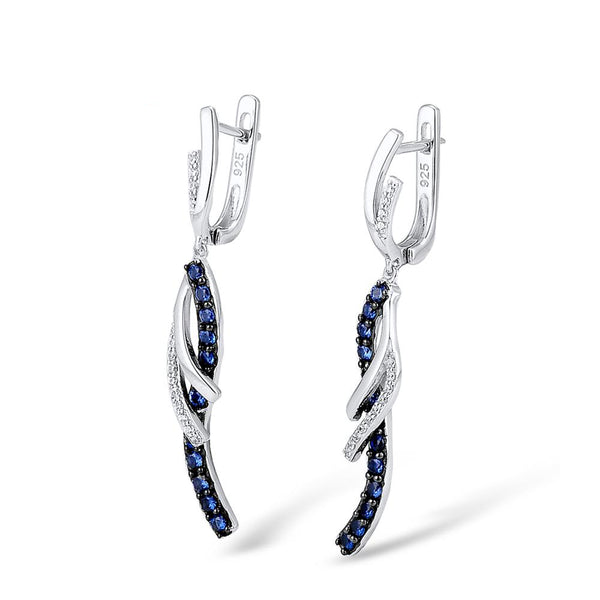 Pendientes colgantes elegantes de plata de ley 925 en tonos azules