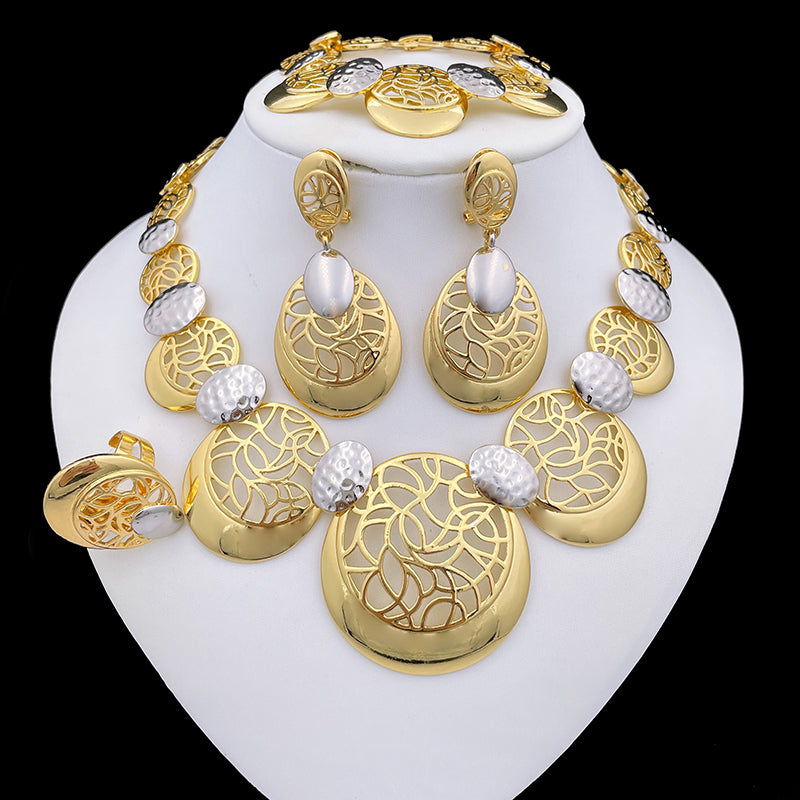 Italian Gold Plated Jewelry Set Necklace Earring Sets For Women