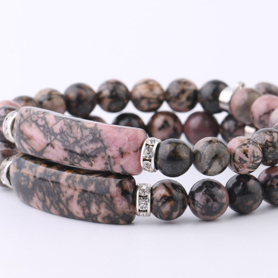 Natural Gem Stone Rhodonite Beads Bracelets