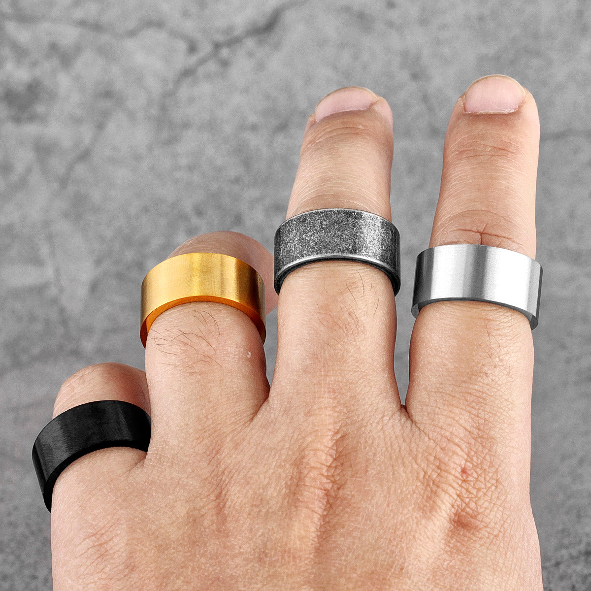 Charm Trendy Simple Vintage Black Stainless Steel  Rings