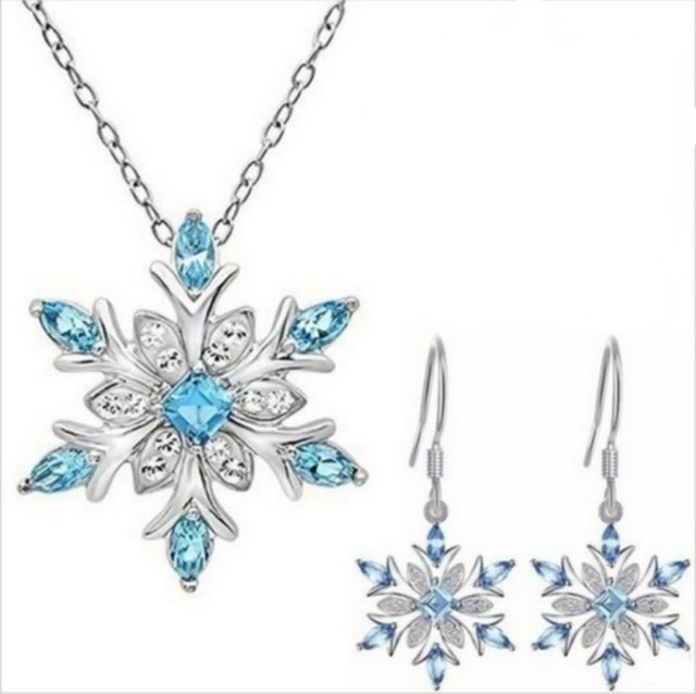 Snowflake Necklace Earrings Christmas Luxury Jewelry Set