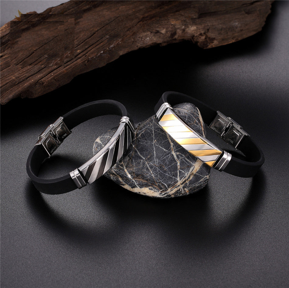 Hot Sale Geometric Stripe Cuff Silicone Bracelet