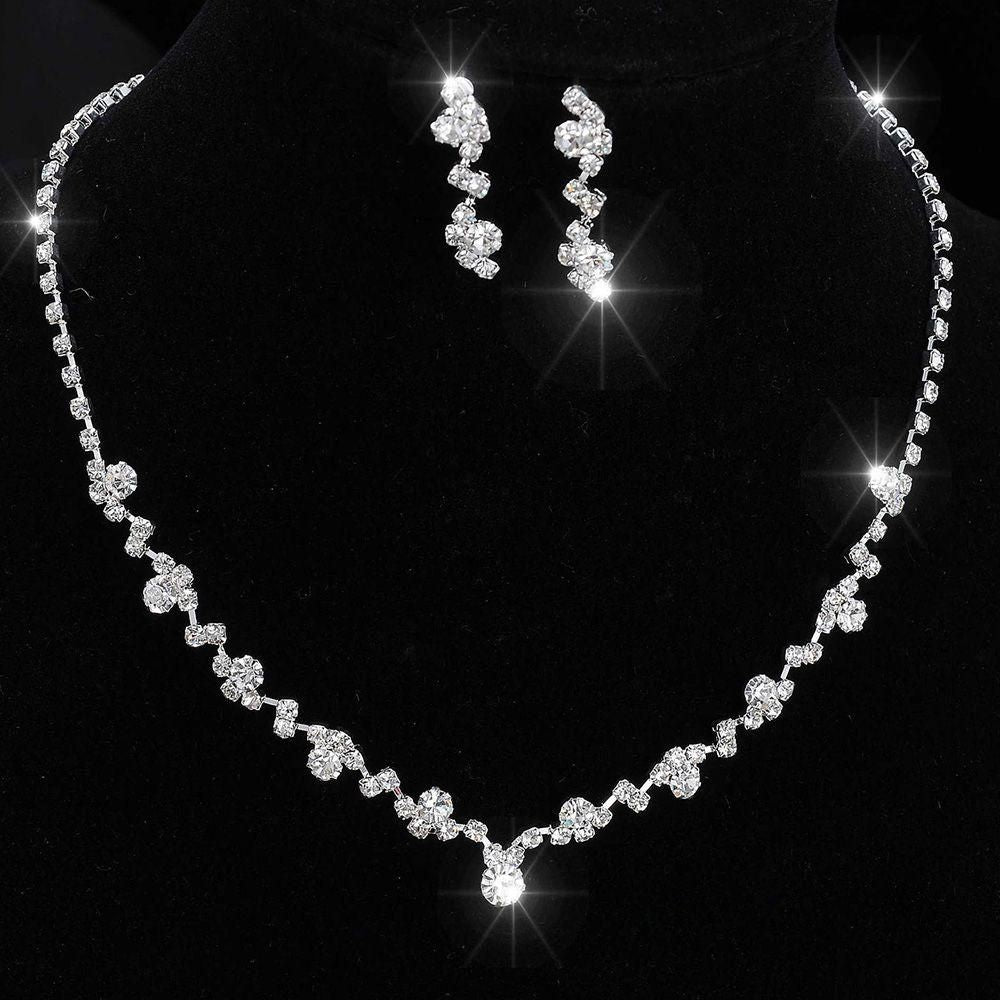 Luxury Cubic Zirconia Teardrop Necklace Earrings Set