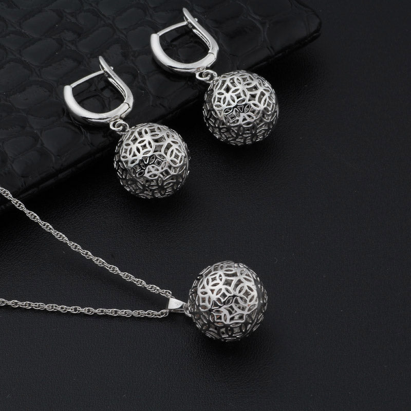 Round Cutout Earrings Necklace Pendant Elegant earrings  Jewelry Set
