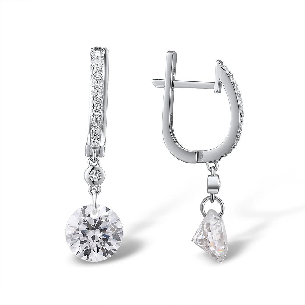 925 Sterling Silver Sparkling White Cubic Zirconia Drop Earrings