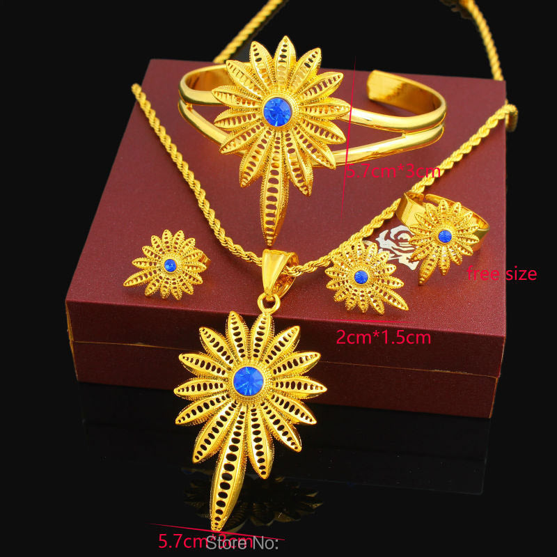 Gold Color Women Girls Ethiopian/Eritrean/African/Arabic Jewelry Set