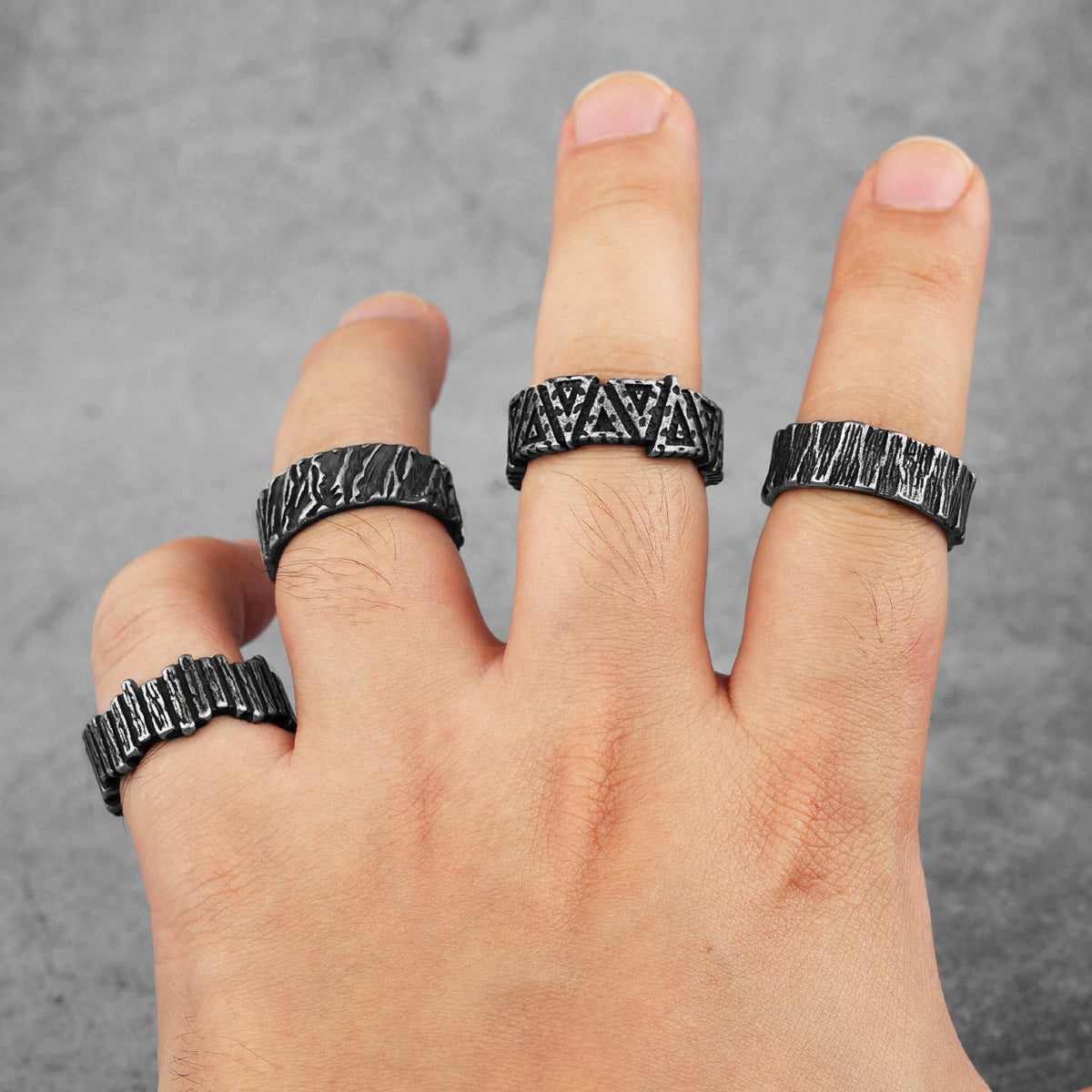 Charm Trendy Simple Vintage Black Stainless Steel  Rings