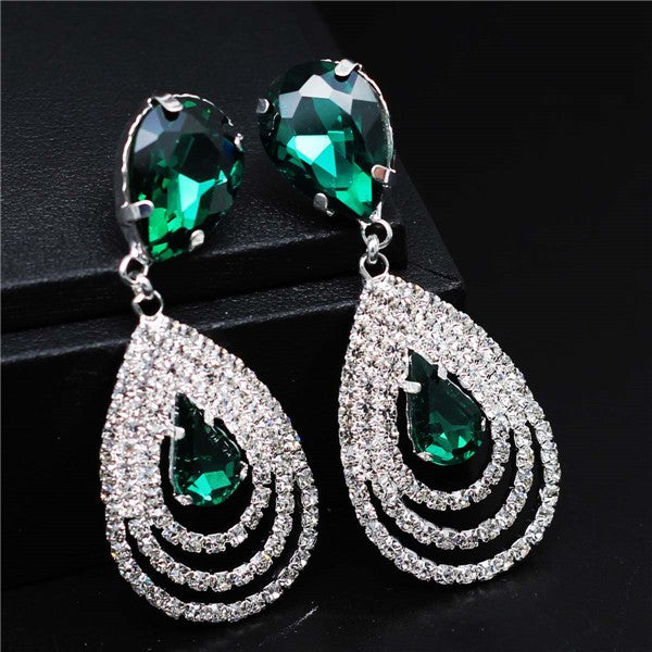 Rhinestone Crystal Jewelry Set Bracelet Earrings Female Set