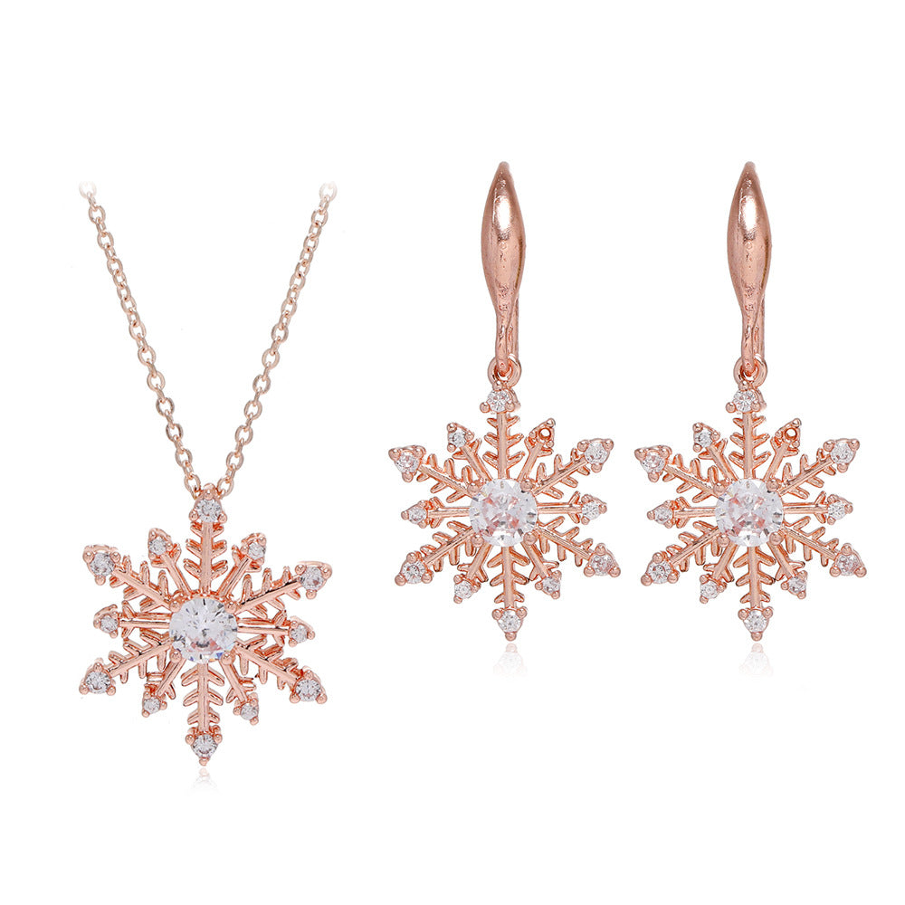 Snowflake Necklace Earrings Christmas Luxury Jewelry Set