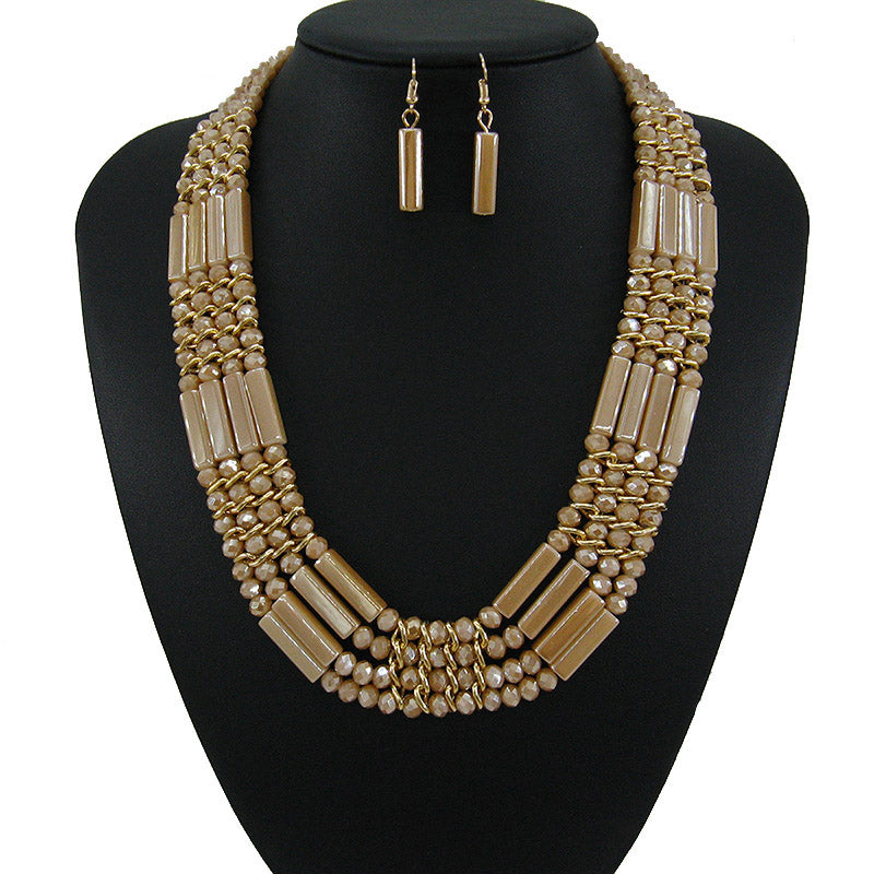 fashion Vintage  multi storey chain necklace crystal bead Handmade jewelry sets