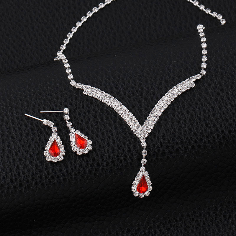 Silver Plated V Shaped Bridal Jewelry Sets