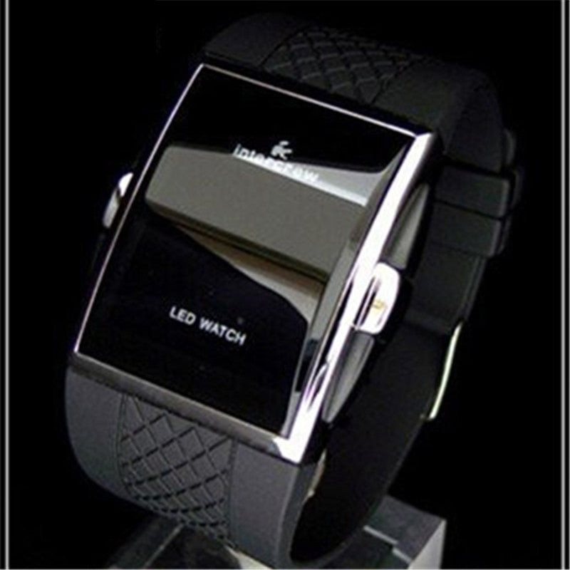Black  LED Electronic Clock Silicone Watchband Sports Digital Watches