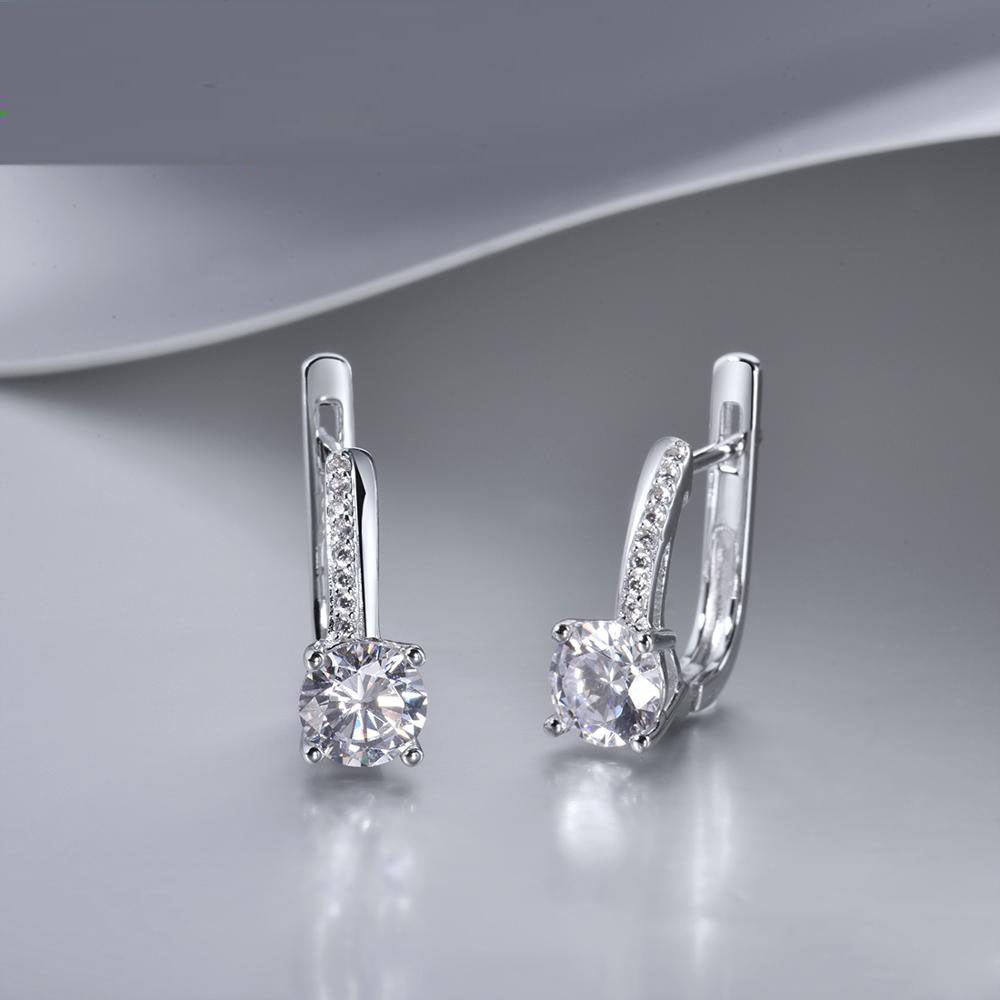 925 Sterling Silver Sparkling White Cubic Zirconia  Silver Earrings