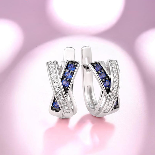 Pendientes de Plata de Ley 925 con Piedras y Circonitas Cúbicas