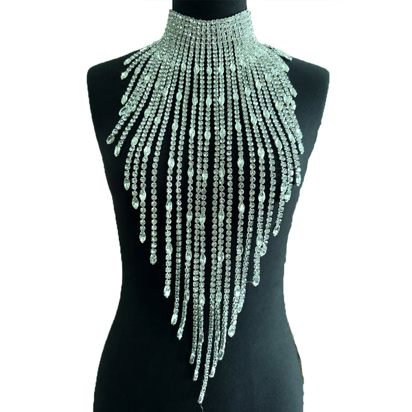 Luxurious Full SS28 5mm Rhinestone Huge Size Drag Queen Necklace