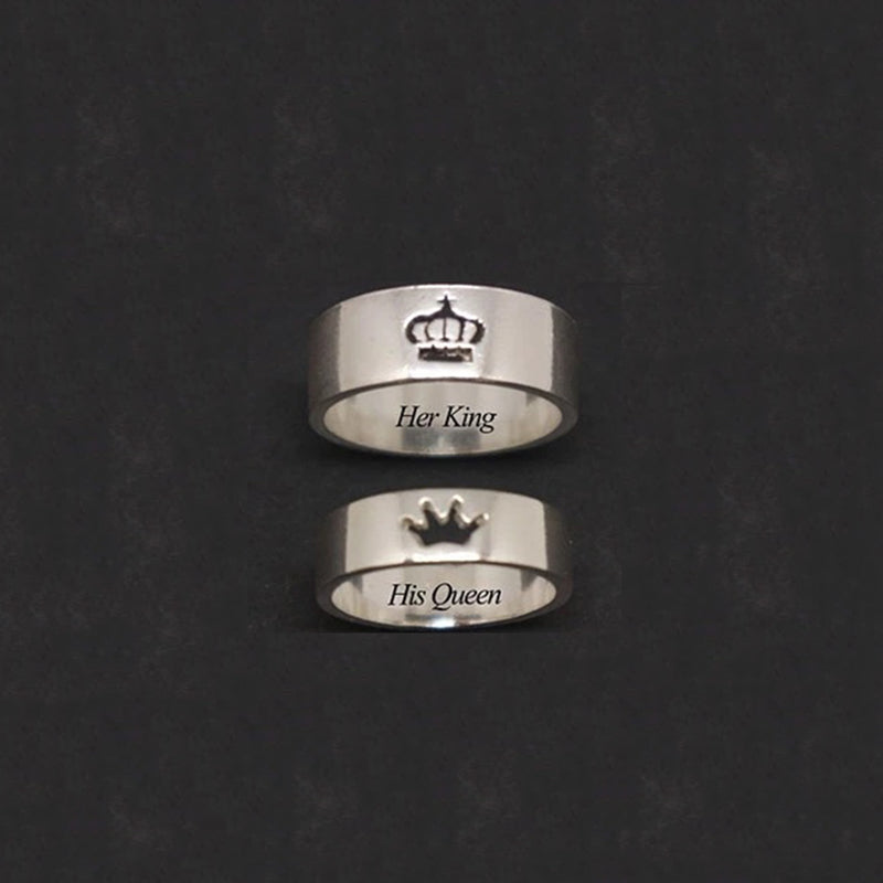 Om Pyramid King and Queen Crown Matching Rings