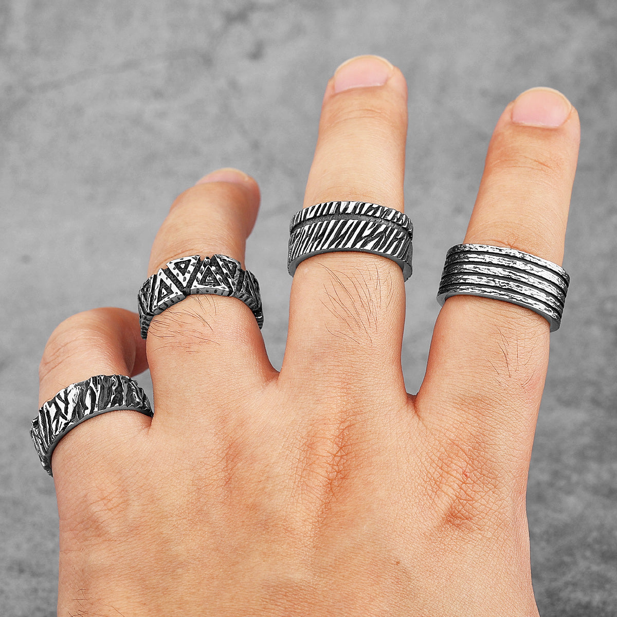 Charm Trendy Simple Vintage Black Stainless Steel  Rings