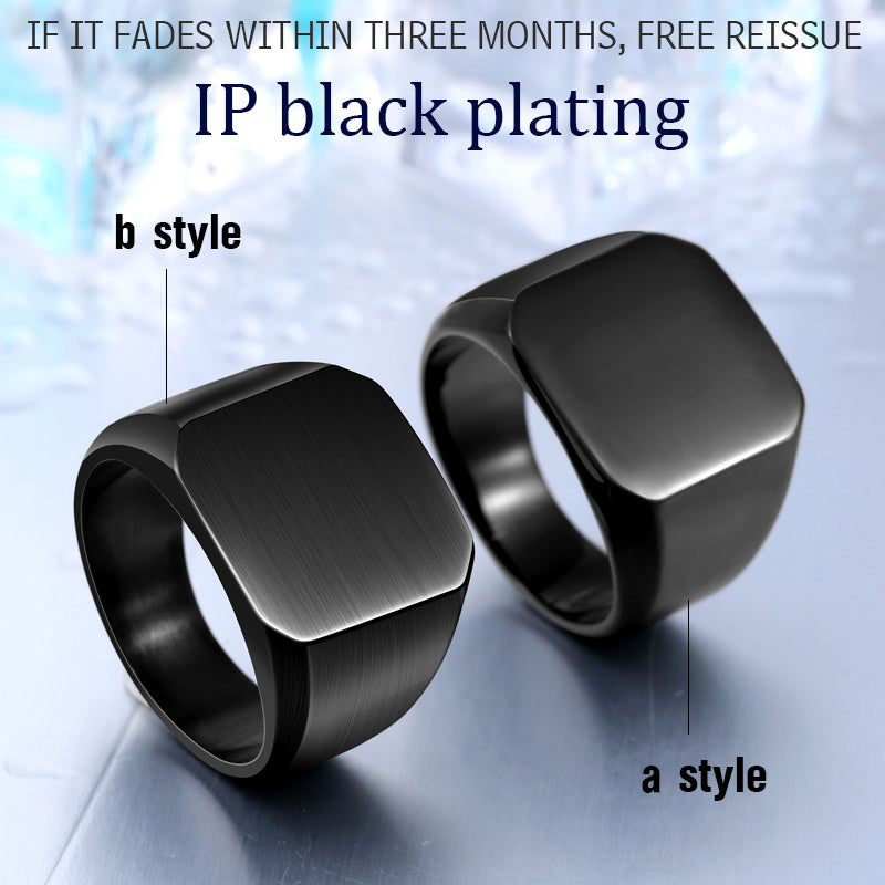 316L Stainless Steel Biker High Polished Signet Solid  Ring for men