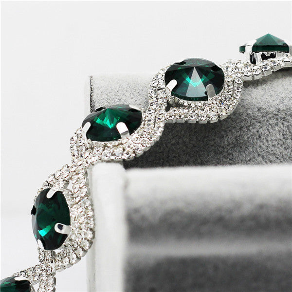 Rhinestone Crystal Jewelry Set Bracelet Earrings Female Set