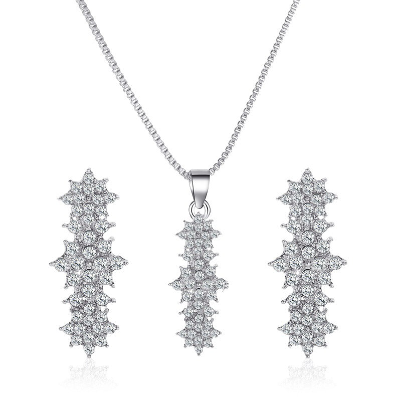 Snowflake Necklace Earrings Christmas Luxury Jewelry Set