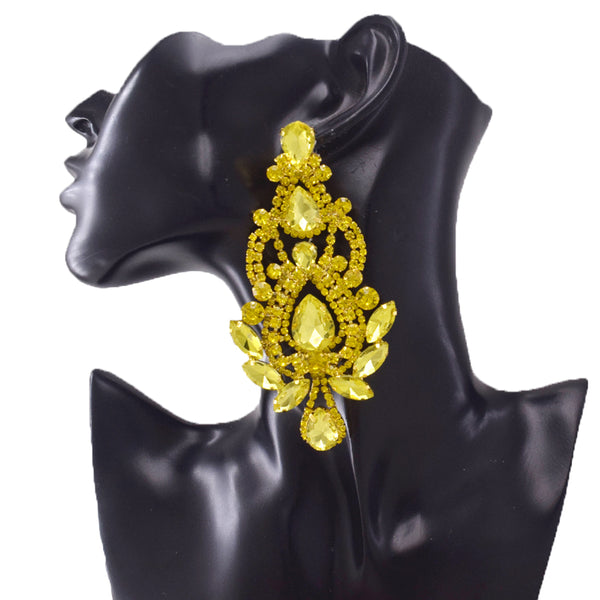 Pendientes colgantes de 10,5 cm de gran tamaño para boda, joyería nupcial, pendientes de gota de agua de cristal con diamantes de imitación para mujer