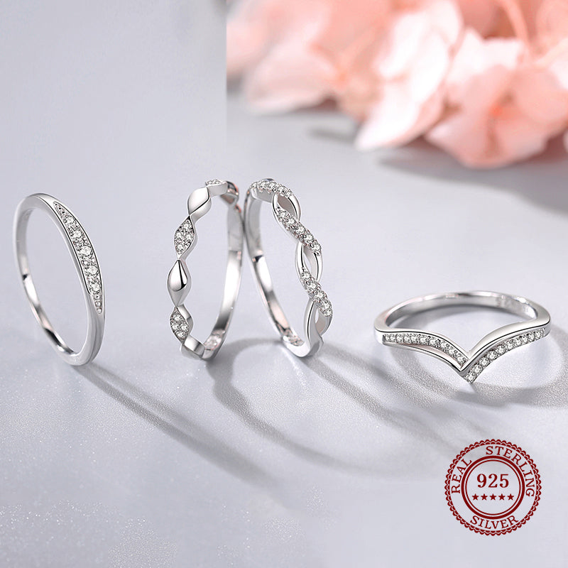 925 Sterling Silver Asymmetry Fashionc Rings