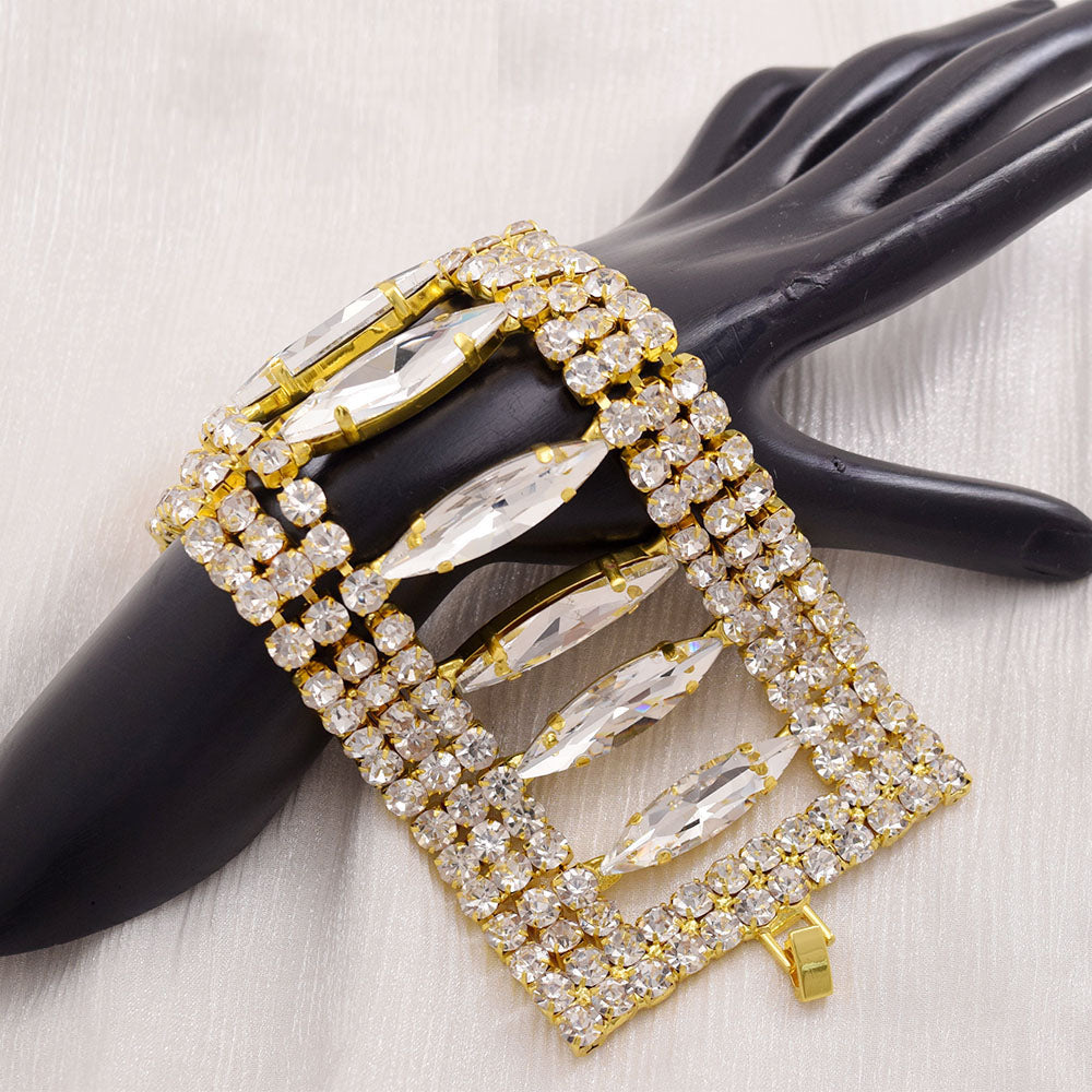 7CM Width Super Flash Gem Bracelet for Women Wedding Jewelry