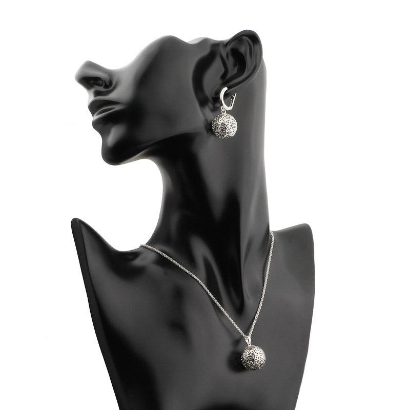 Round Cutout Earrings Necklace Pendant Elegant earrings  Jewelry Set