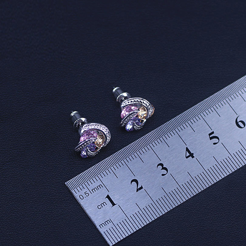 Colorful Jewelry Sets Cubic Zirconia CZ Stone Silver Color Earrings