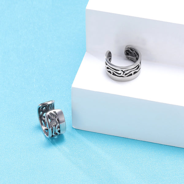 Pendientes de clip de acero inoxidable para mujeres y hombres, estilo punk, con forma de calavera y ojo, sin perforaciones.