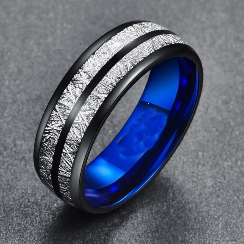 Wedding Band 8mm Width Men Women Rings Accessories Black Blue Stainless Steel Rings