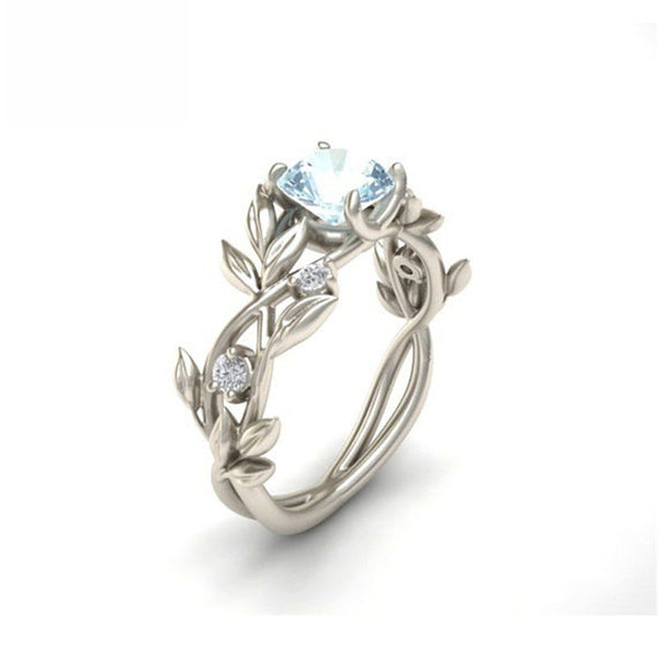 Olive Leaves Rings For Women Princess Diamant Cubic Zirconia Engagement Ring