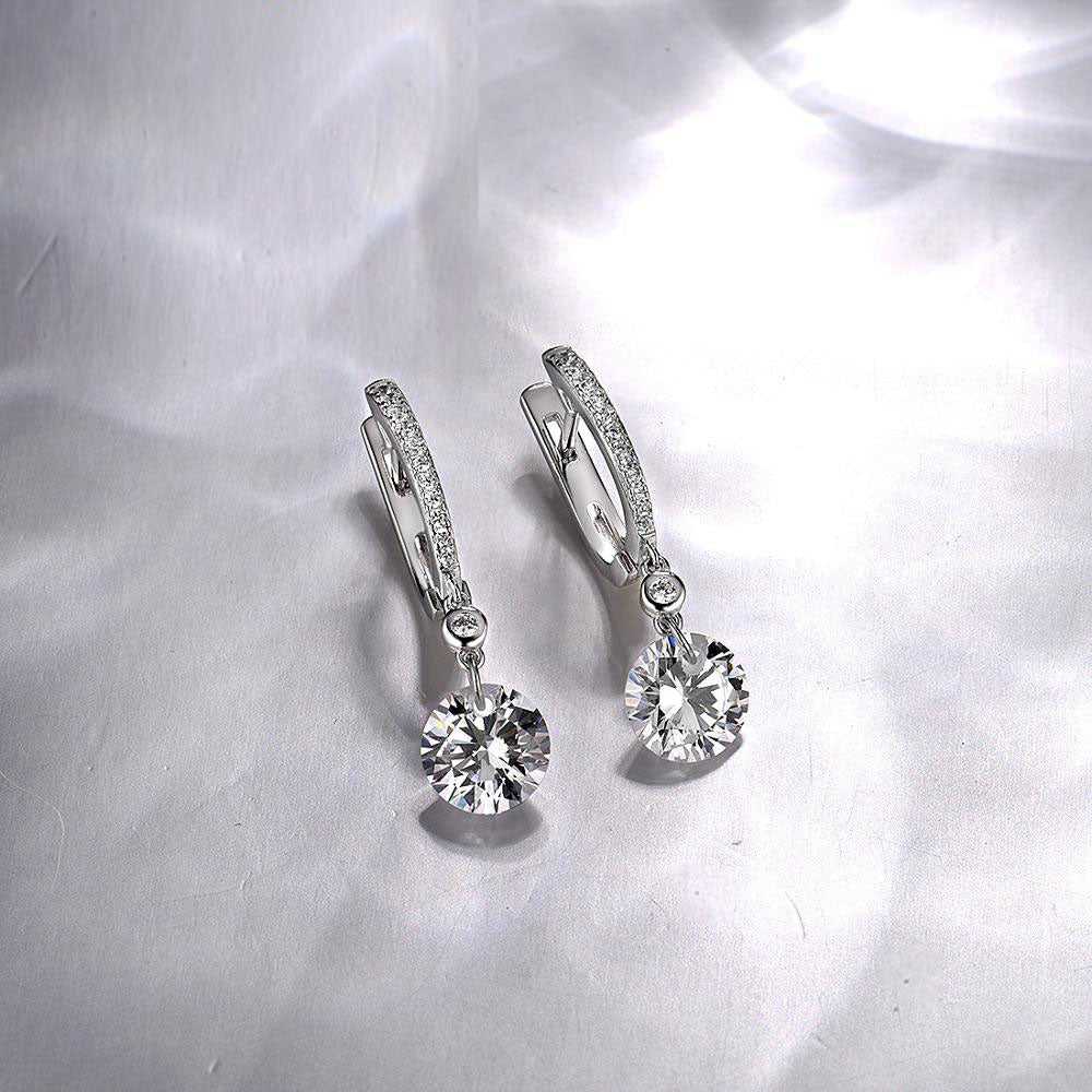 925 Sterling Silver Sparkling White Cubic Zirconia Drop Earrings