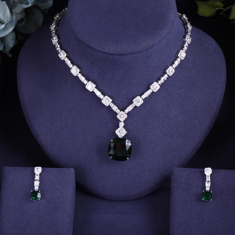 luxury 2pcs Bridal Zirconia Jewelry Sets For Women
